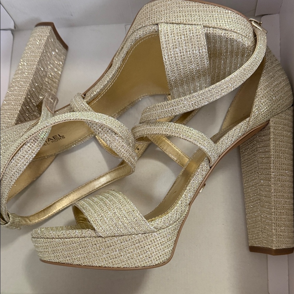 Michael Kors Glittering Gold Block Heels